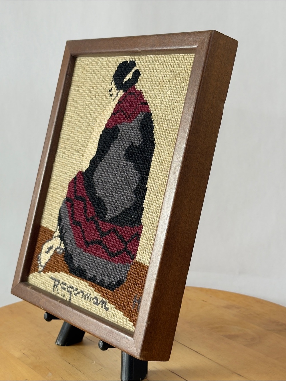 1980 RC Gorman Native American Navajo Woman in a Blanket Needlepoint Art - Picture 3 of 9